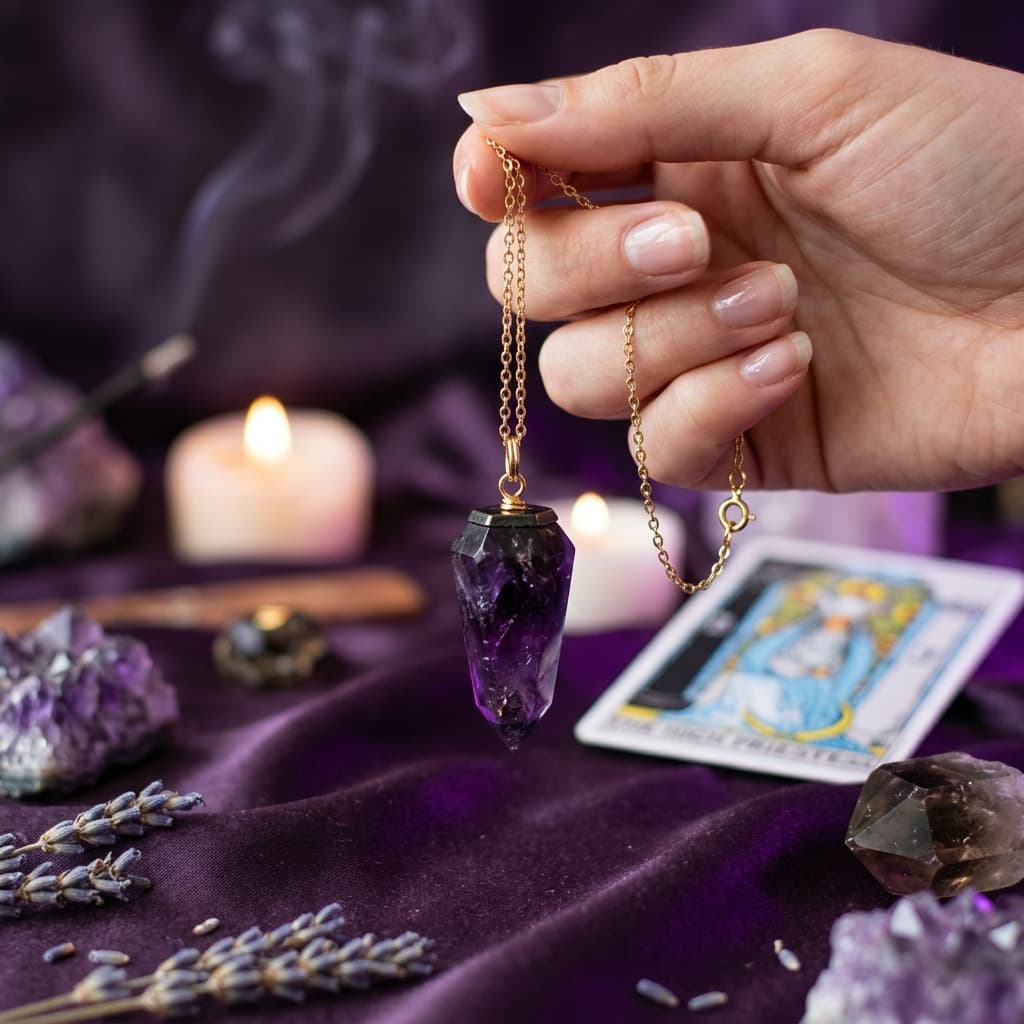 Pendule Amethyste — Chaîne Dorée