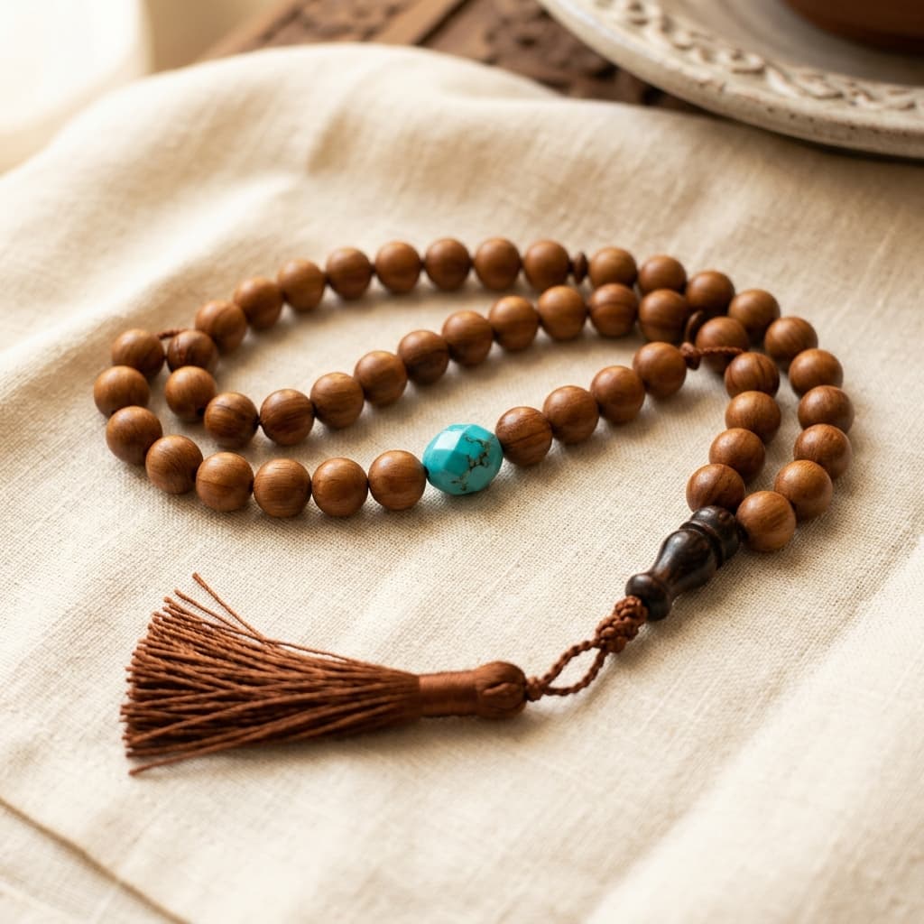 Tasbih Bois & Perle Turquoise
